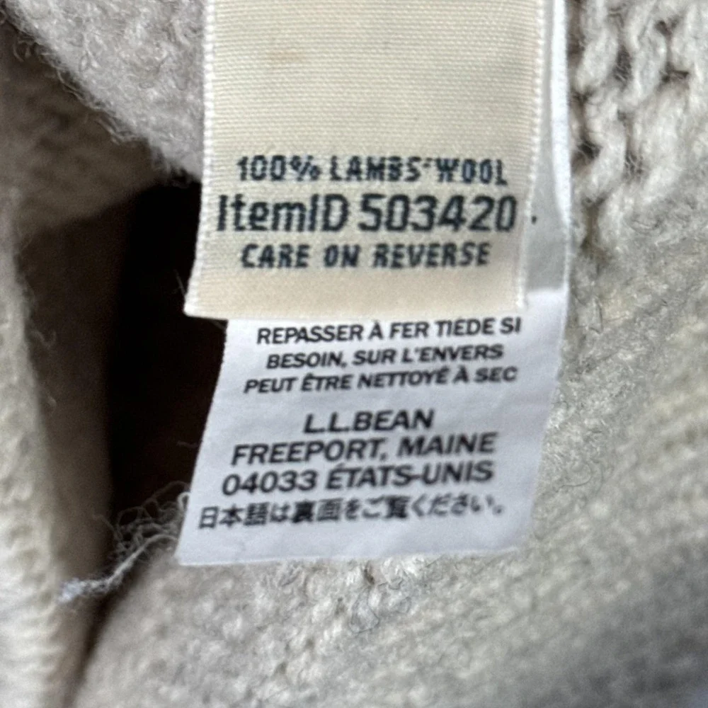 LL Bean Sweater Mens M (Fits S) Gray Wool Full Zip Fair Isle Mock Neck *FLAW - Picture 7 of 11